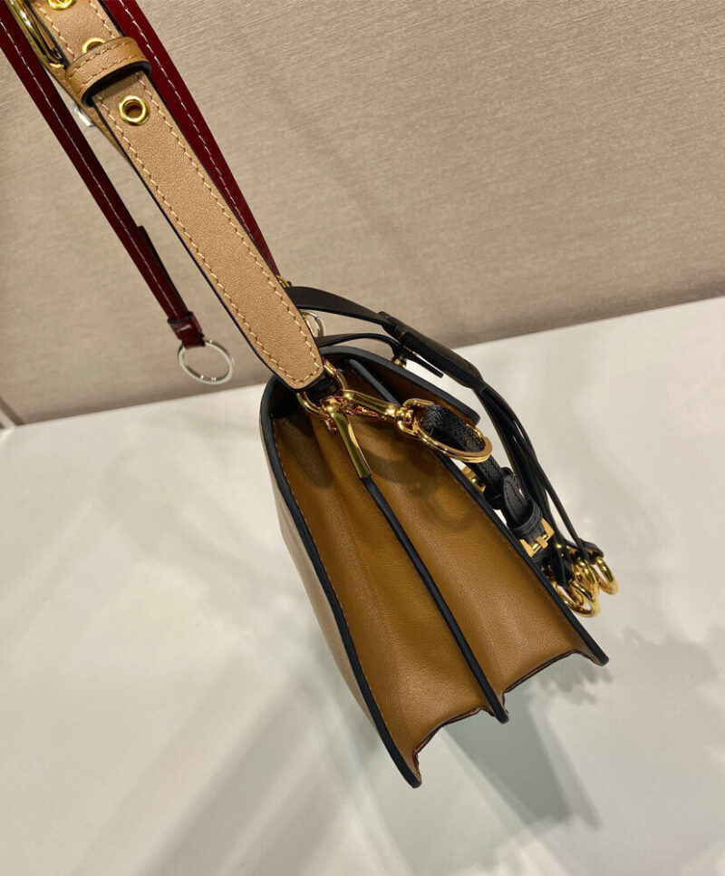 Prada Soft Sound Small Leather Shoulder Bag With Charms 1BD379